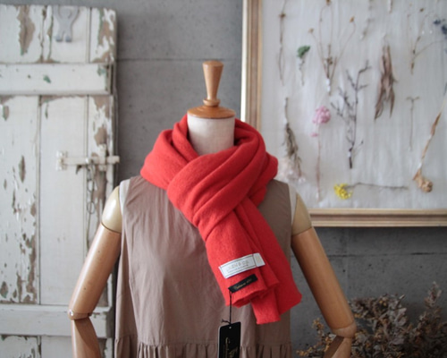 ○テラコッタオレンジ○ カシミア100％ストール ウォッシャブル