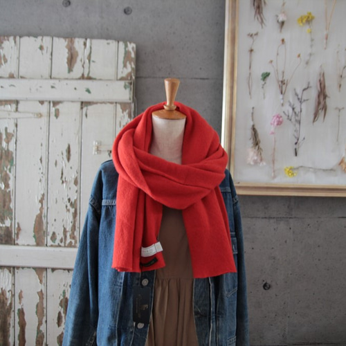 ○テラコッタオレンジ○ カシミア100％ストール ウォッシャブル