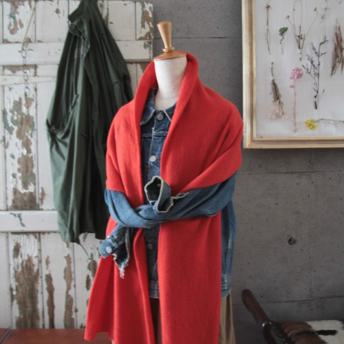 ○テラコッタオレンジ○ カシミア100％ストール ウォッシャブル