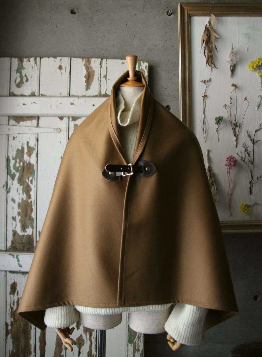 ●カシミア100％● ゴールドブラウン 最高級ポンチョ シャルム加工 風合い◎