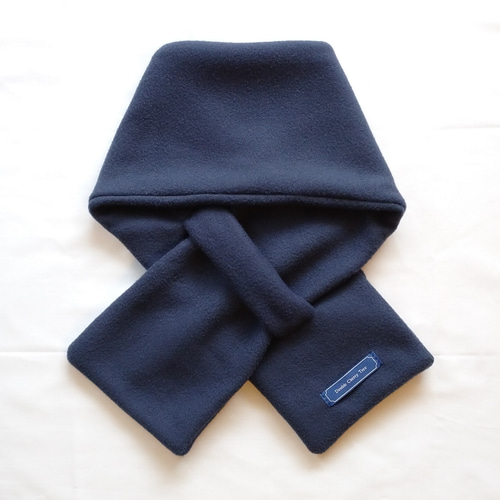 バリオン刺繍入りフリースマフラー＊ネイビー マフラー  