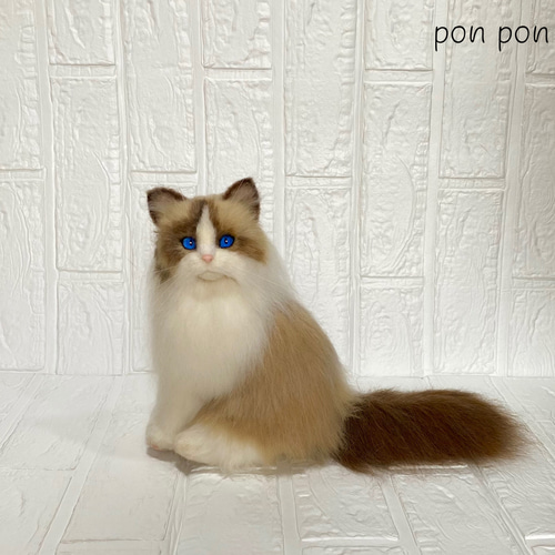 羊毛フェルト 猫 ラグドール フレーム 猫 羊毛フェルト猫 ラグドール猫 リアル猫 羊毛フェルト pon pon