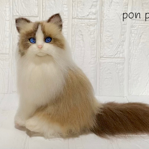 ハンドメイド 羊毛フェルト 猫 ラグドール もふもふ ミニねこ