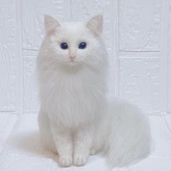 羊毛フェルト猫  白猫  長毛白猫   猫  リアル猫 4枚目の画像