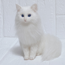 羊毛フェルト猫  白猫  長毛白猫   猫  リアル猫 2枚目の画像