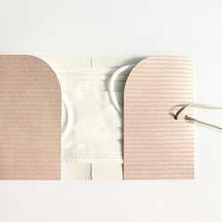 越前和紙 抗菌マスクケース 石田縞 小豆 二つ折りタイプ 2枚目の画像