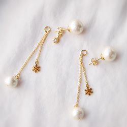 Cotton pearl × snowflake 　2way　pierce 2枚目の画像