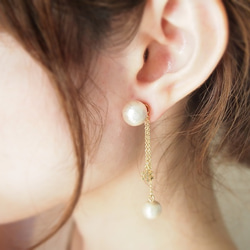 Cotton pearl × snowflake 　2way　pierce 4枚目の画像