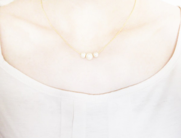 k14gf -- 3 Cotton pearls ネックレス 3枚目の画像