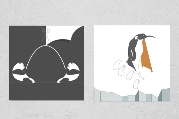 白黒つけるパンダ　正方形キャンバスプリント・ファブリックパネル　モノクロアートを飾る 3枚目の画像