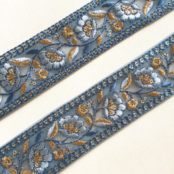 【50cm】インド刺繍リボン　ブルー 4枚目の画像