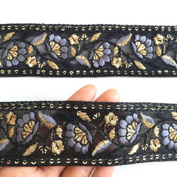 【50cm】インド刺繍リボン　ブラック 3枚目の画像