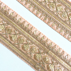 【50cm】インド刺繍リボン ピンク スパンコール 2枚目の画像