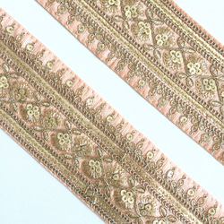 【50cm】インド刺繍リボン ピンク スパンコール 4枚目の画像