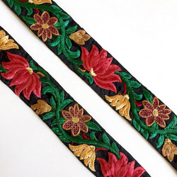 インド刺繍リボン ブラック 蓮 2枚目の画像