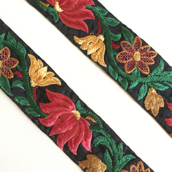 インド刺繍リボン ブラック 蓮 5枚目の画像