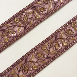 【50cm】インド刺繍リボン　モーヴ 2枚目の画像