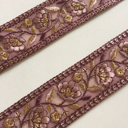 【50cm】インド刺繍リボン　モーヴ 3枚目の画像