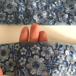 【50cm】インド刺繍リボン　ブルー　ネット 4枚目の画像
