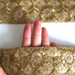 【50cm】インド刺繍リボン　ゴールドスパンコール 4枚目の画像