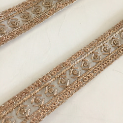 【50cm】インド刺繍リボン ライトグレーxゴールド　オーガンジー 2枚目の画像