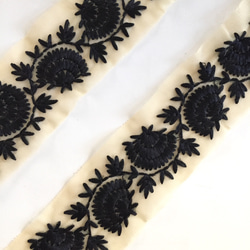 【50cm】インド刺繍リボン ブラック　ネット 2枚目の画像