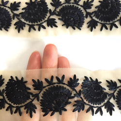 【50cm】インド刺繍リボン ブラック　ネット 3枚目の画像