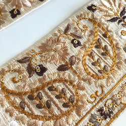 【50cm】インド刺繍リボン ペイズリーベージュ　シルク 4枚目の画像
