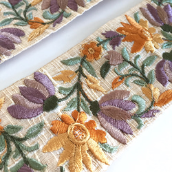 【50cm】インド刺繍リボン イエロー　シルク 2枚目の画像