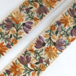 【50cm】インド刺繍リボン イエロー　シルク 4枚目の画像