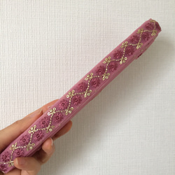 【50cm】インド刺繍リボン　ネット　赤紫 6枚目の画像