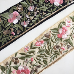 【50cm】インド刺繍リボン　ベージュ　リーフフラワー 6枚目の画像