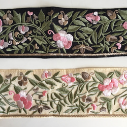 【50cm】インド刺繍リボン　ベージュ　リーフフラワー 7枚目の画像
