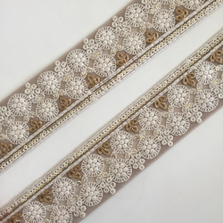 【50cm】インド刺繍リボン　ベージュレース 2枚目の画像