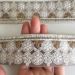 【50cm】インド刺繍リボン　ベージュレース 3枚目の画像