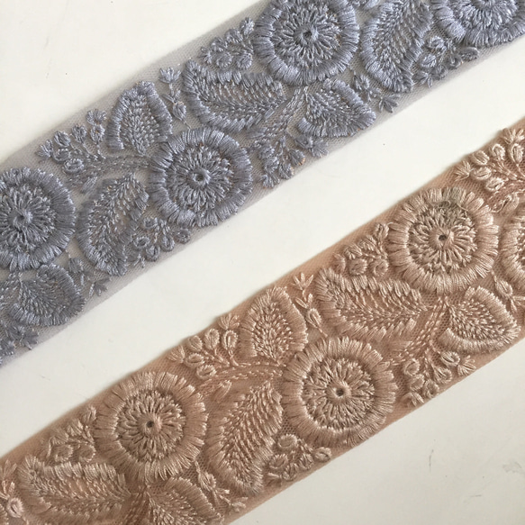 【50cm】インド刺繍リボン　ベージュ　レース　ワントーン 6枚目の画像