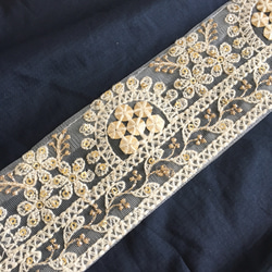 【50cmカット】インド刺繍リボン ホワイト　レース 1枚目の画像