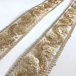 【50cm】インド刺繍リボン  ゴールドスパンコール　VO46 4枚目の画像
