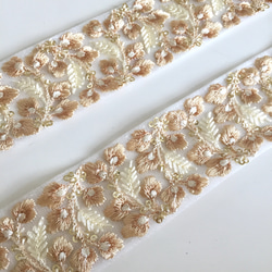 【50cm】インド刺繍リボン オフホワイト　ネット　GN162 1枚目の画像