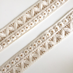 【50cm】インド刺繍リボン　ホワイト　フラワーレース　GL213 5枚目の画像