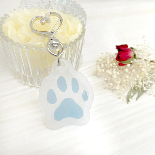 写真で作る犬猫肉球キーホルダー（1連）チャーム・形・ パーツが選べ