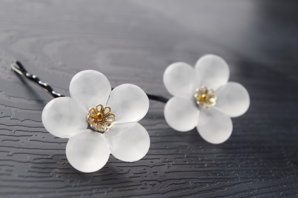 すりガラスの花 ヘアピン(1ペア) ヘアピン orihikoboshi 通販