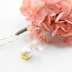 Priza繡球花和朦朧草髮飾米色粉紅色 第2張的照片