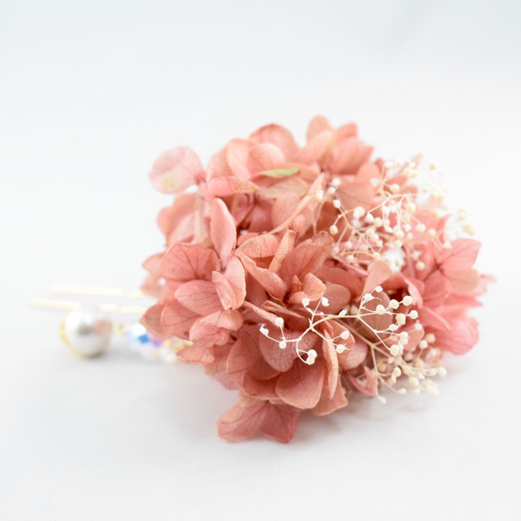 Priza繡球花和朦朧草髮飾米色粉紅色 第3張的照片