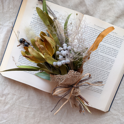 ドライフラワー 流木 スワッグ グリーン ブーケ ドライフラワー 一ノ日