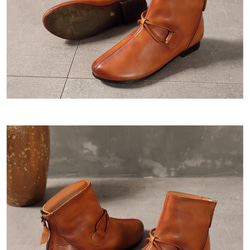 ★2020秋冬のハンドメイド新作★手作り靴レトロショートブーツポインテッドレザーブーツ 3枚目の画像
