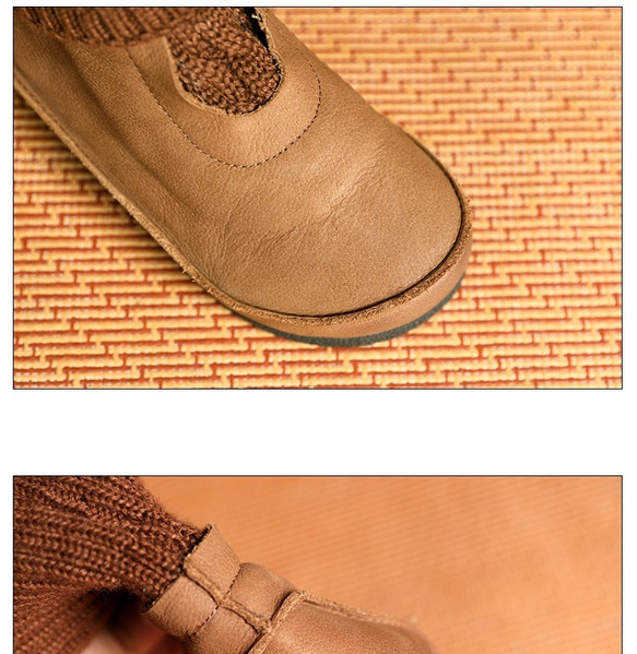 ★2020秋冬のハンドメイド新作★暖かいレトロなプラットフォームのショートブーツの女性の靴 5枚目の画像