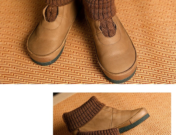 ★2020秋冬のハンドメイド新作★暖かいレトロなプラットフォームのショートブーツの女性の靴 8枚目の画像