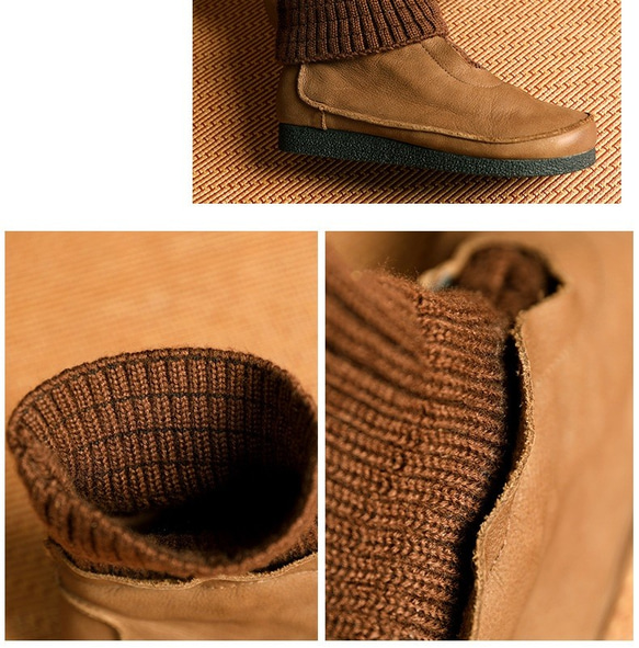 ★2020秋冬のハンドメイド新作★暖かいレトロなプラットフォームのショートブーツの女性の靴 9枚目の画像