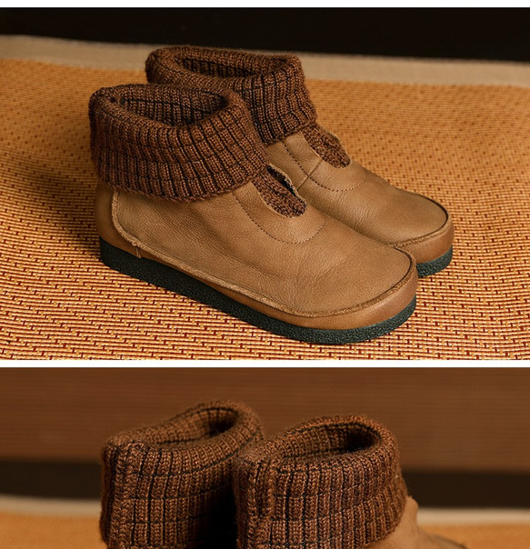 ★2020秋冬のハンドメイド新作★暖かいレトロなプラットフォームのショートブーツの女性の靴 10枚目の画像